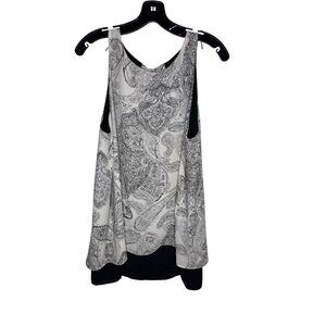 Premise Studio Women's Black & White Paisley Sleeveless Tunic Top L